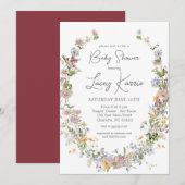 Wildflower Baby shower uitnodiging, Boho Floral Kaart (Voorkant / Achterkant)