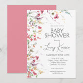Wildflower Baby shower uitnodiging, Boho Floral Kaart (Voorkant / Achterkant)
