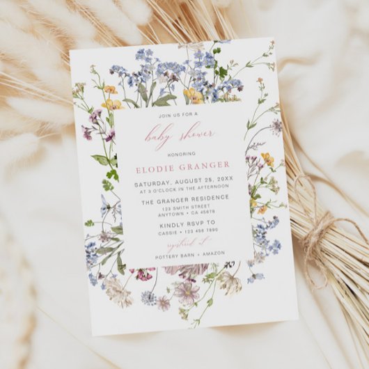 Wildflower Baby shower Uitnodiging Meisje Boho Pin