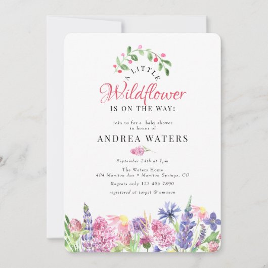 Wildflower Baby Shower Uitnodigingen (Voorkant)