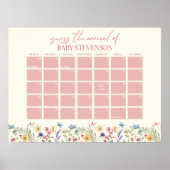 Wildflower Baby shower vervaldatum kalenderteken Poster (Voorkant)
