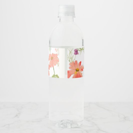 Wildflower Baby shower Waterfles Etiket (Achterkant)