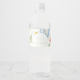 Wildflower Baby shower Waterfles Etiket