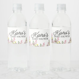 Wildflower Baby shower Waterflesetiket Waterfles Etiket
