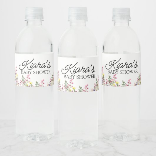 Wildflower Baby shower Waterflesetiket Waterfles Etiket (Flessen)