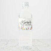 Wildflower Baby shower Waterflesetiket Waterfles Etiket (Voorkant)