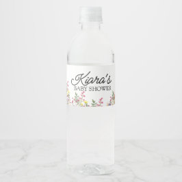 Wildflower Baby shower Waterflesetiket Waterfles Etiket