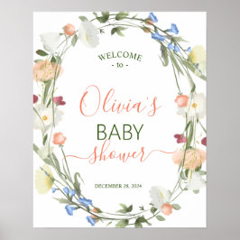 Wildflower Baby shower WELKOMSTTEKEN Poster