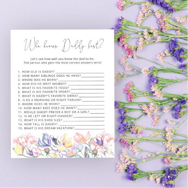 Wildflower baby shower Wie kent papa beste spel (Creator heeft geüpload)