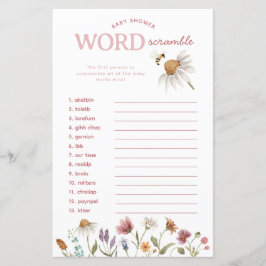 Wildflower Baby shower Word Scramble Game