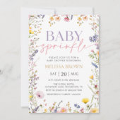 Wildflower Baby Sprinkle Baby shower Invitation Kaart (Voorkant)