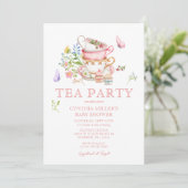 Wildflower Baby Tea Party Douche Uitnodiging (Staand voorkant)