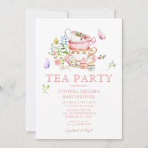 Wildflower Baby Tea Party Douche Uitnodiging