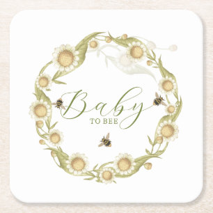 Wildflower Baby to Bee Baby shower Kartonnen Onderzetters