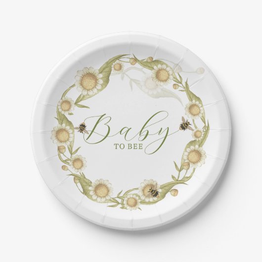 Wildflower Baby to Bee Baby shower Papieren Bordje (Voorkant)