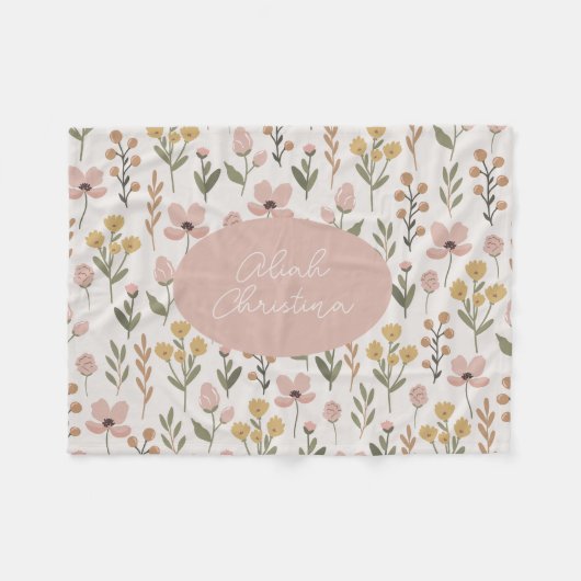 Wildflower babydeken gepersonaliseerde kinderkamer fleece deken (Voorkant (Horizontaal))
