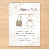 Wildflower Babykleding Spaans Geslacht Onthulling Acryl Uitnodigingen (Voorkant)