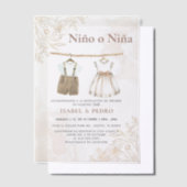 Wildflower Babykleding Spaans Geslacht Onthulling Vellum Uitnodigingen (Offset)