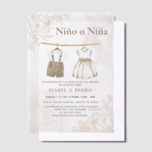Wildflower Babykleding Spaans Geslacht Onthulling Vellum Uitnodigingen
