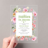 Wildflower Baby's in Bloom Twin Girls Baby shower Acryl Uitnodigingen (Insitu (Draagbaar))