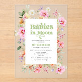 Wildflower Baby's in Bloom Twin Girls Baby shower Acryl Uitnodigingen (Voorkant)