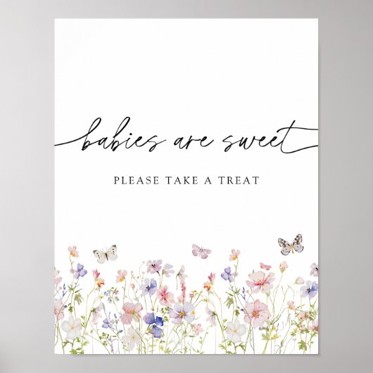 Wildflower Baby's zijn zoet Neem een traktatie Poster (Voorkant)