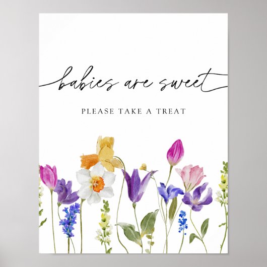 Wildflower Baby's zijn zoet Neem een traktatie Poster (Voorkant)