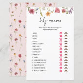 Wildflower-babyshower baby eigenschappen spelkaart (Voorkant / Achterkant)