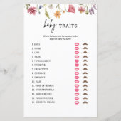 Wildflower-babyshower baby eigenschappen spelkaart (Voorkant)