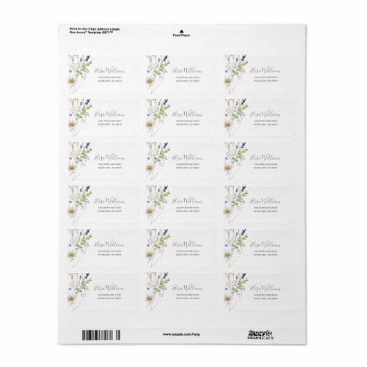 Wildflower Ballet Return Address Labels (Full Sheet)