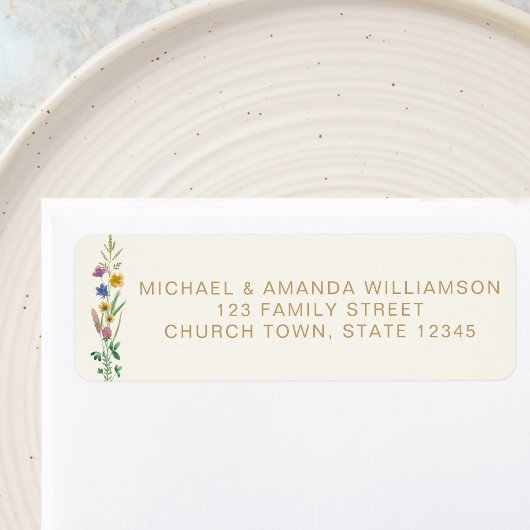 Wildflower Baptism Return Address  Etiket