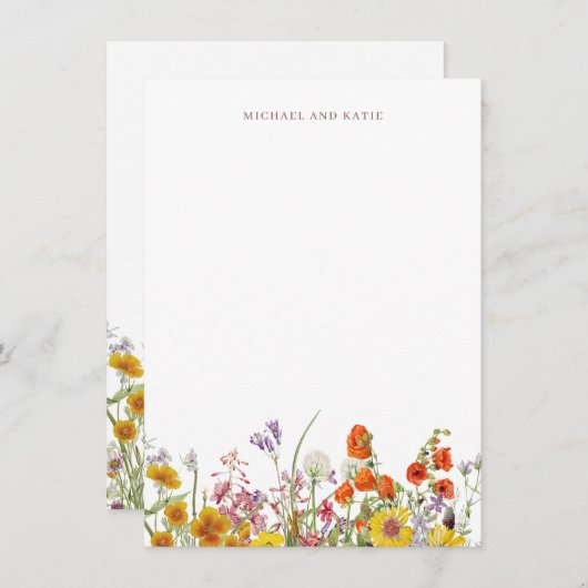 Wildflower bedankje Kaart briefpapier (Voorkant / Achterkant)