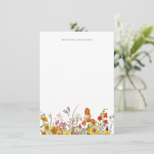 Wildflower bedankje Kaart briefpapier (Staand voorkant)