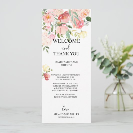 Wildflower bedankkaart, bureau bedankkaart feestdagenkaart (Staand voorkant)