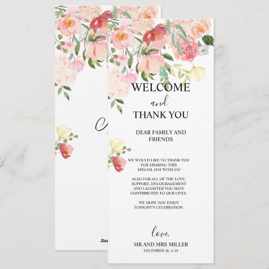 Wildflower bedankkaart, bureau bedankkaart feestdagenkaart (Voorkant / Achterkant)