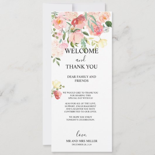 Wildflower bedankkaart, bureau bedankkaart feestdagenkaart (Voorkant)