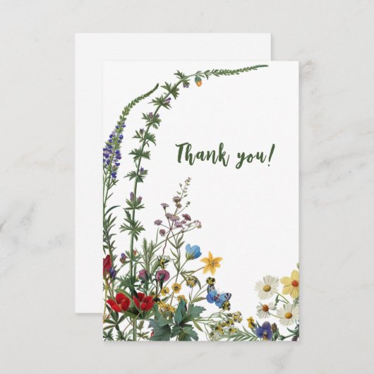 Wildflower bedankkaart en envelop (Voorkant / Achterkant)