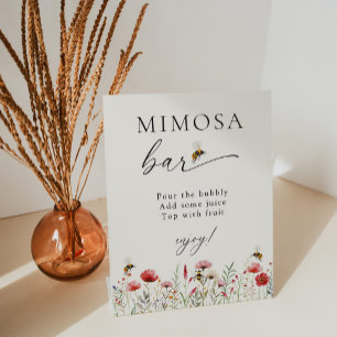 Wildflower bedoeld als Bee Mimosa Bar Vrijgezellen Reclamebord Met Voetstuk