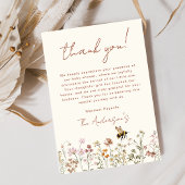 Wildflower Bee Baby shower Bedankt Card