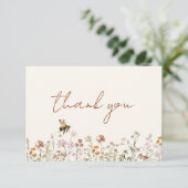 Wildflower Bee Baby shower Bedankt Card (Staand voorkant)
