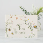 Wildflower Bee Beige Baby shower Bedankkaart (Staand voorkant)