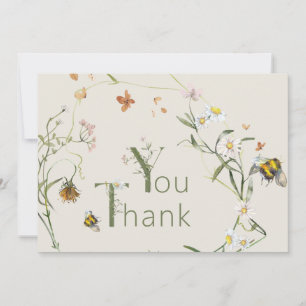 Wildflower Bee Beige Baby shower Bedankkaart