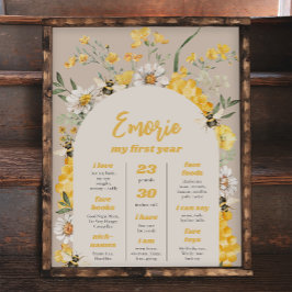 Wildflower Bee Birthday Milestone Poster