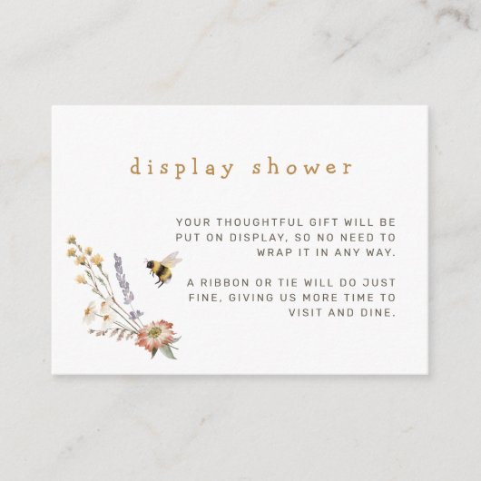 Wildflower Bee Bloemen Display Douche Informatiekaartje (Voorkant)