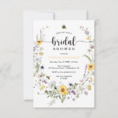 Wildflower Bee Bridal Shower Invitation Kaart (Voorkant)