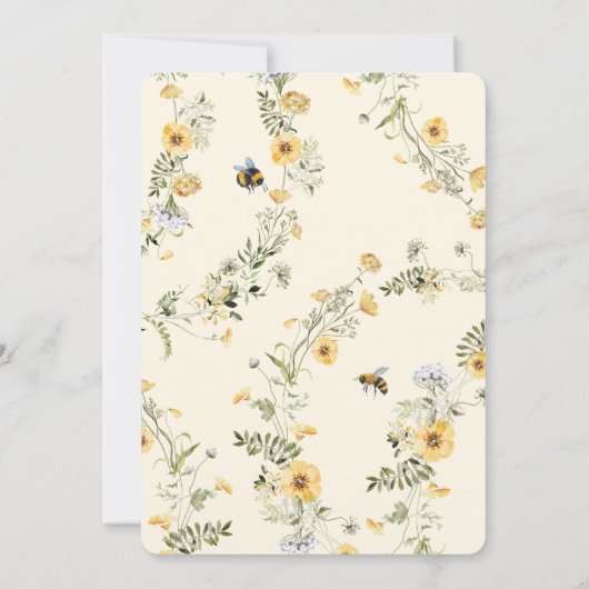 Wildflower Bee Bruids Douche Uitnodiging (Achterkant)
