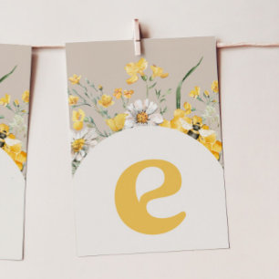 Wildflower Bee "E" High Chair Bunting Banner Kaart
