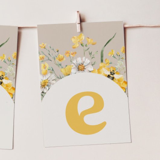Wildflower Bee "E" High Chair Bunting Banner Kaart