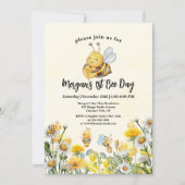 Wildflower Bee Een 1e Eerste Bijendag Verjaardag Kaart (Voorkant)