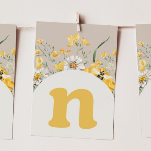 Wildflower Bee "N" High Chair Bunting Banner Kaart